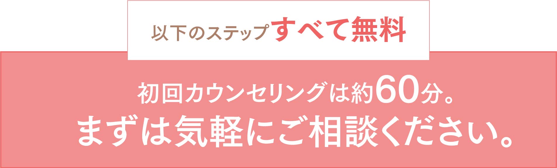 初回カウンセリングは約60分。まずは気軽にご相談ください。