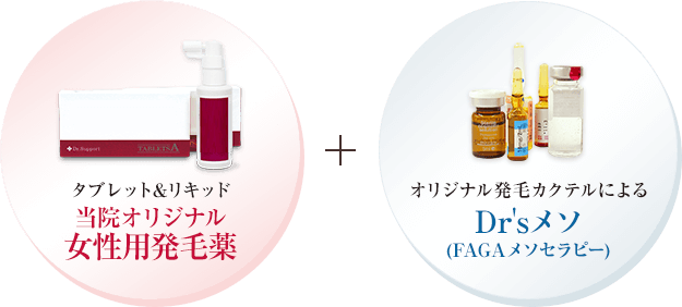 女性用オリジナル発毛薬+Dr'sメソ(FAGAメソセラピー)の組み合わせイメージ
